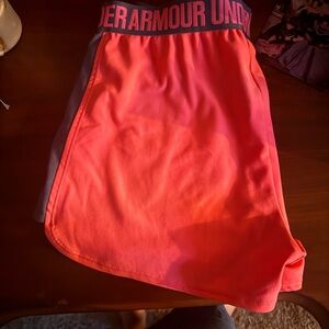 Under Armour flourescent orange and Gray Athletic Shorts Lightweight Performance